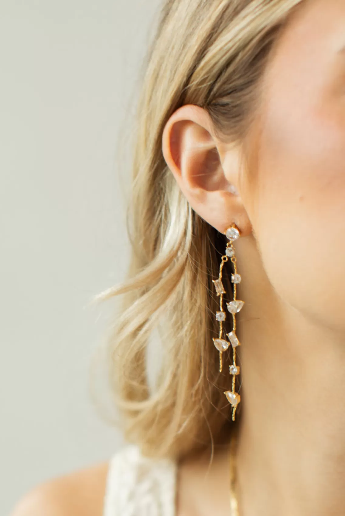 Jewelry-LoveShackFancy Luna Asymmetrical Drop Earrings By Evie Jewelry GOLD