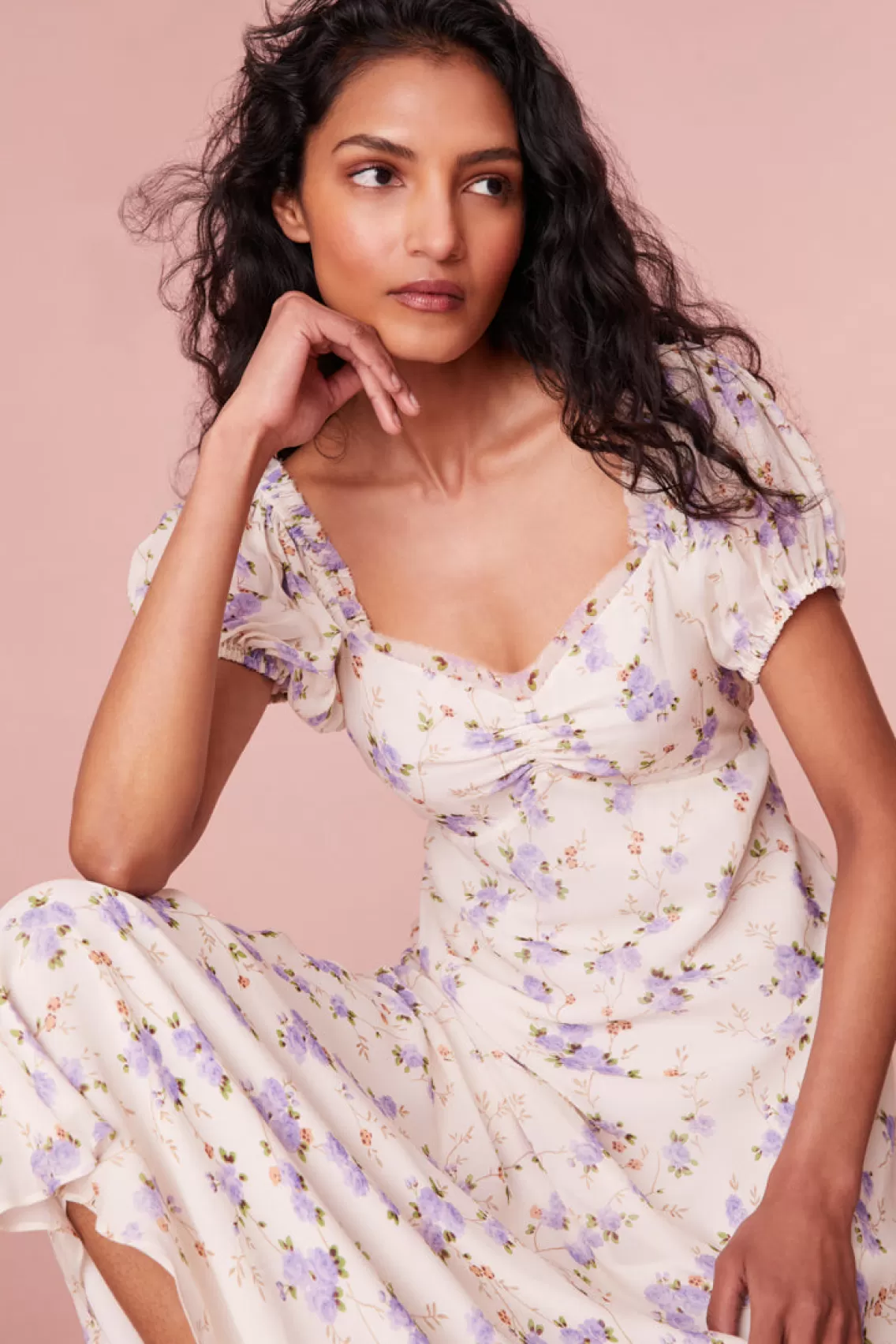 Dresses | White Edit-LoveShackFancy Madara Floral Maxi Dress DUSTY LAVENDER