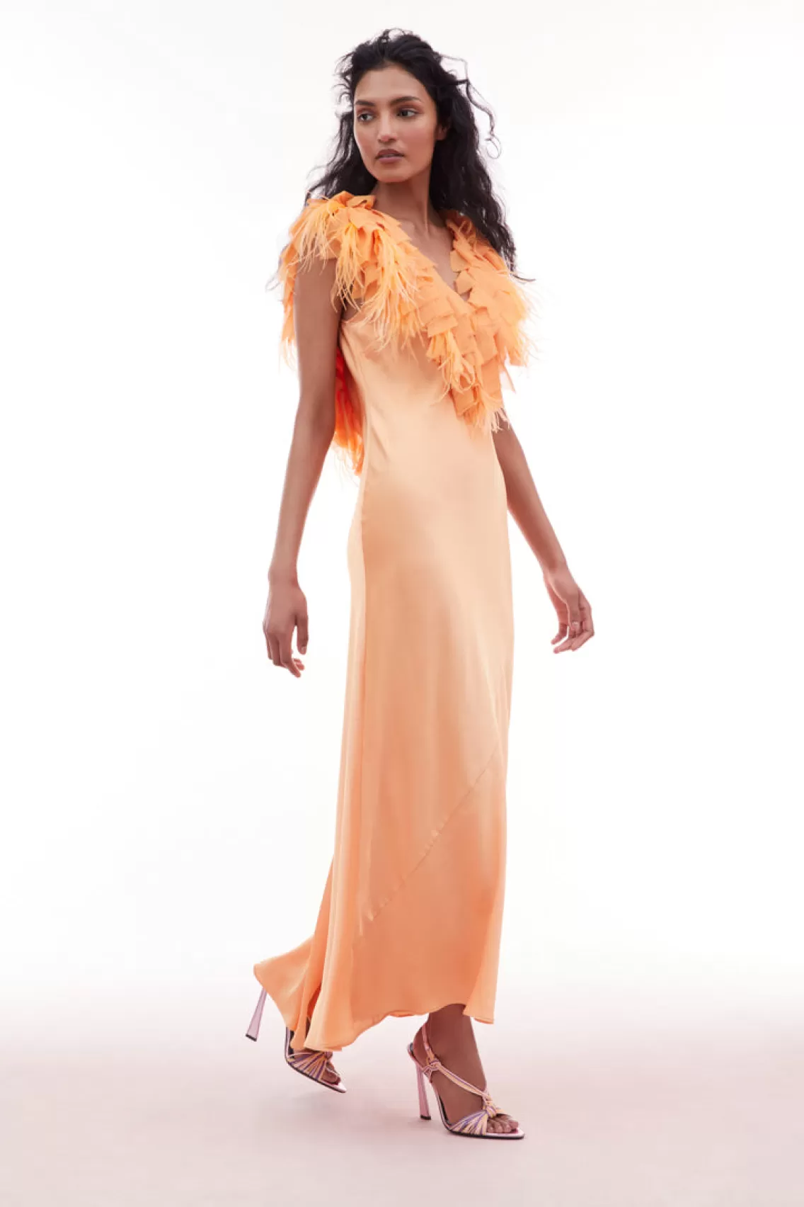 Dresses | Party Dressing-LoveShackFancy Manota Feather Trim Dress TANGERINE