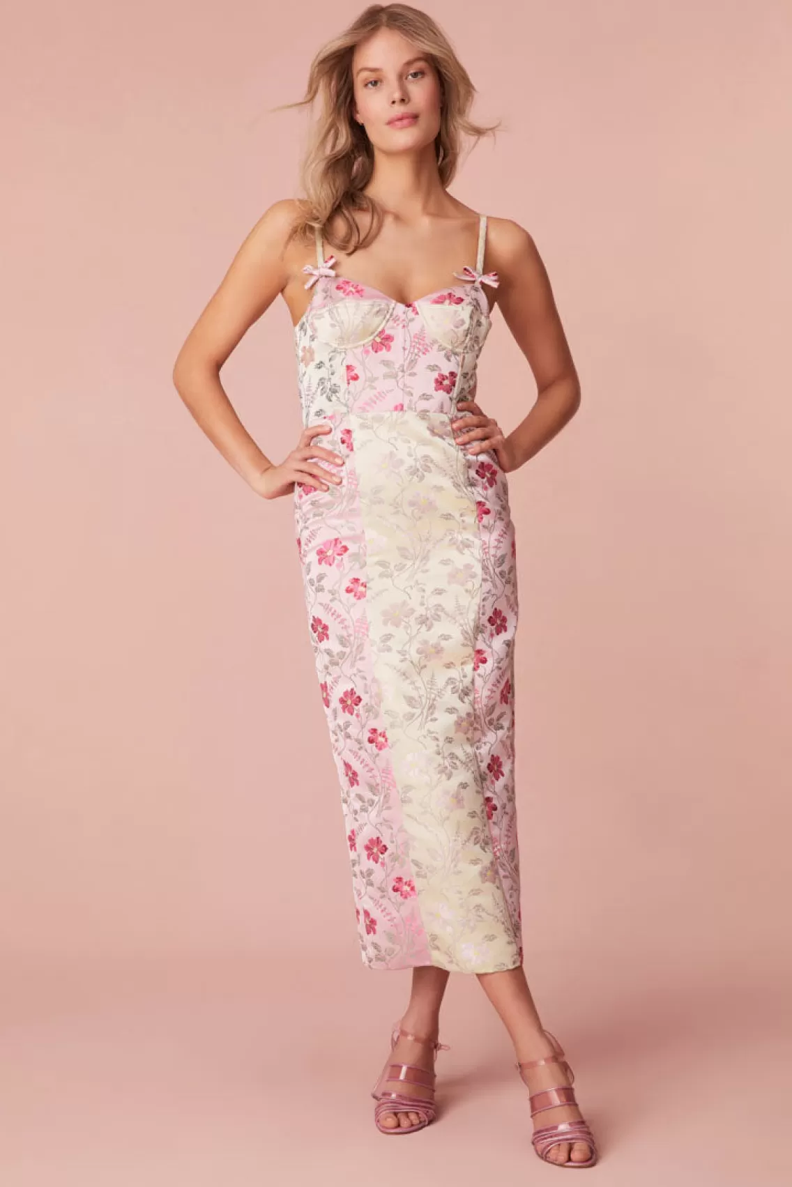 Dresses | Pink Edit-LoveShackFancy Massey Floral Jacquard Midi Dress BLOOMING SUGAR