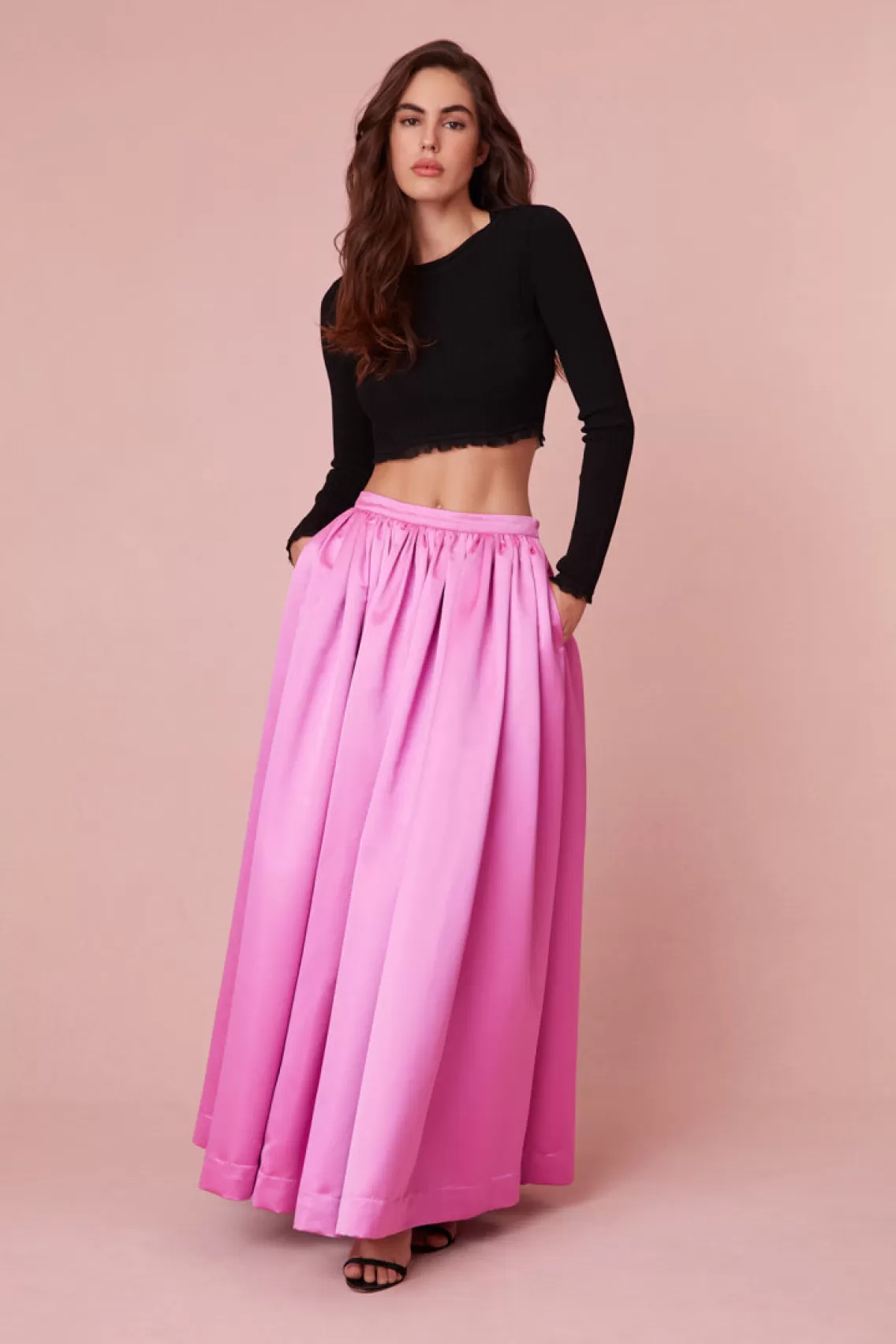 Skirts | Pink Edit-LoveShackFancy Minita Luxe Satin Maxi Skirt MAGENTA