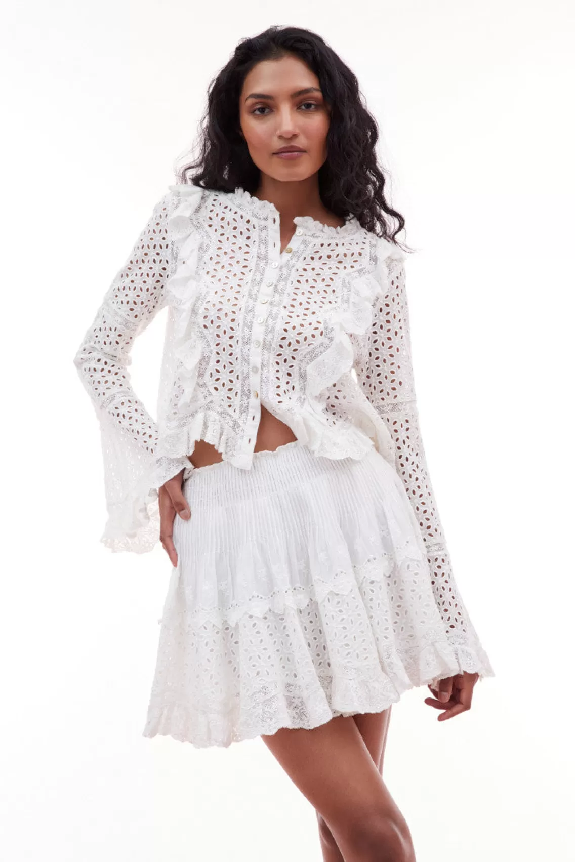 Skirts | White Edit-LoveShackFancy Moira Eyelet Mini Skirt OFF WHITE