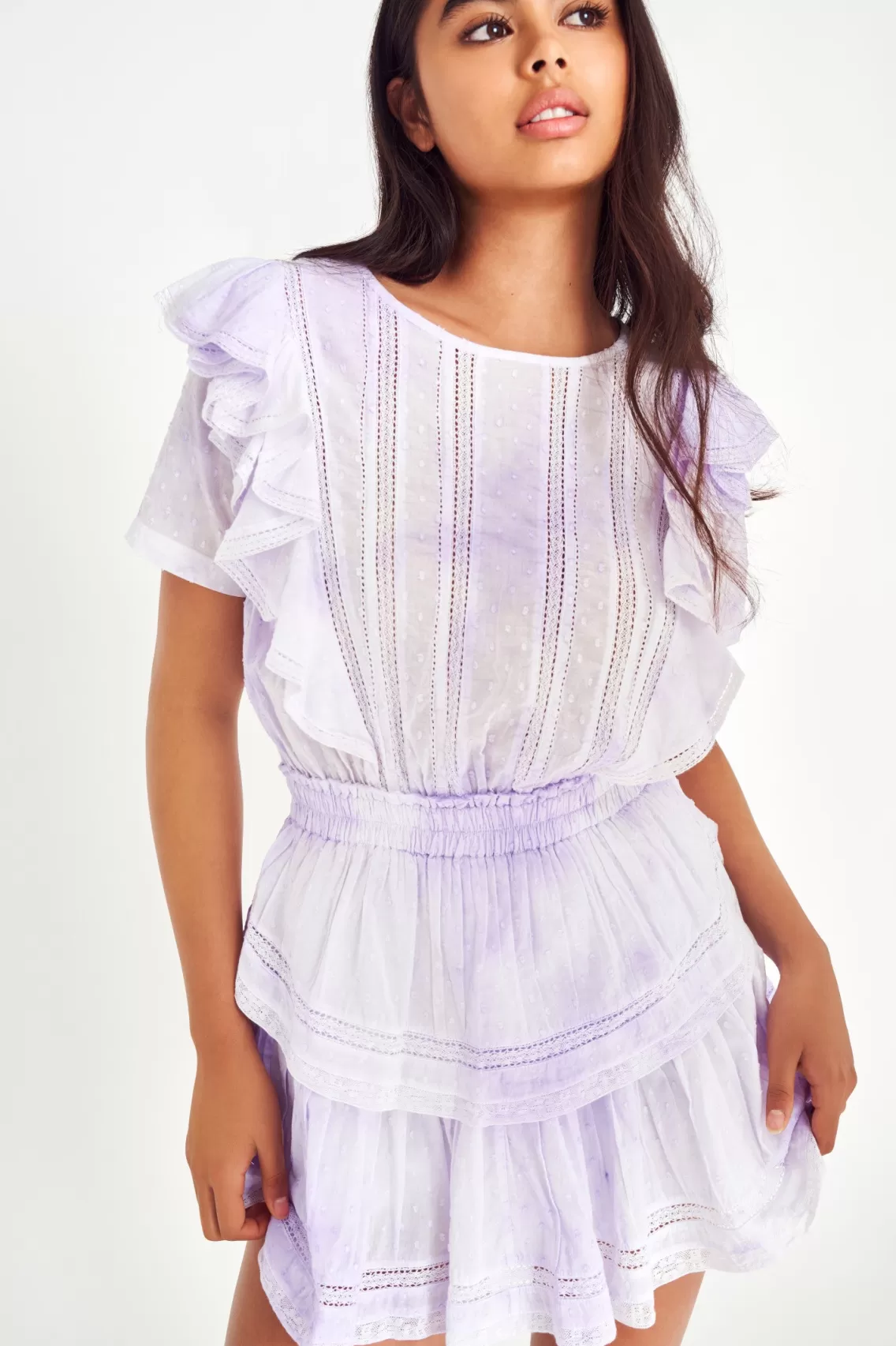 Heritage Collection | Dresses-LoveShackFancy Natasha Heritage Mini Dress VIOLET SPLASH HAND DYE