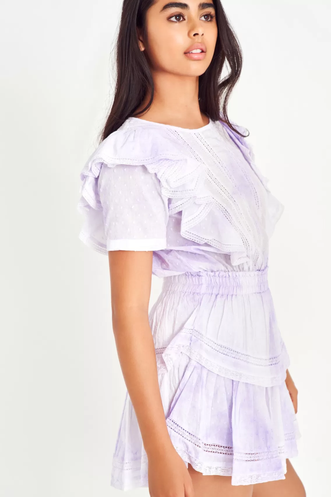 Heritage Collection | Dresses-LoveShackFancy Natasha Heritage Mini Dress VIOLET SPLASH HAND DYE