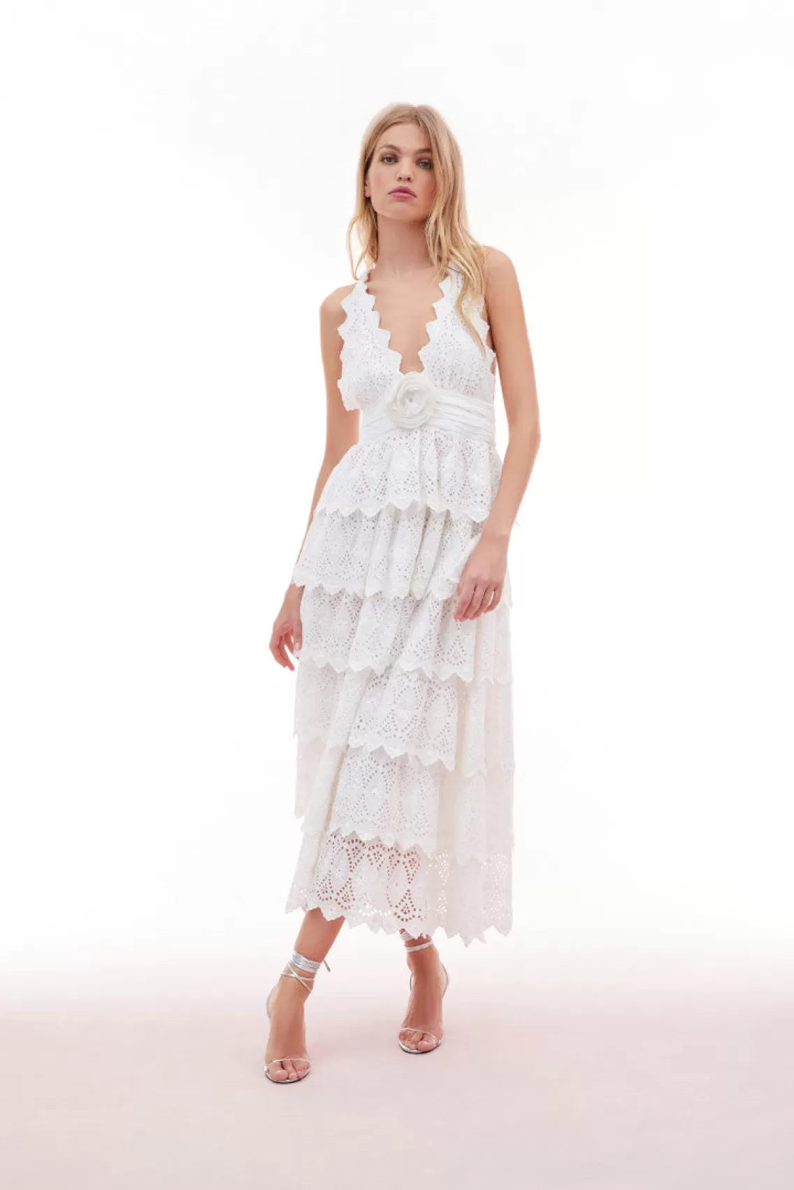 Mommy & Me | Dresses-LoveShackFancy Nevis Eyelet Halter Maxi Dress OFF WHITE