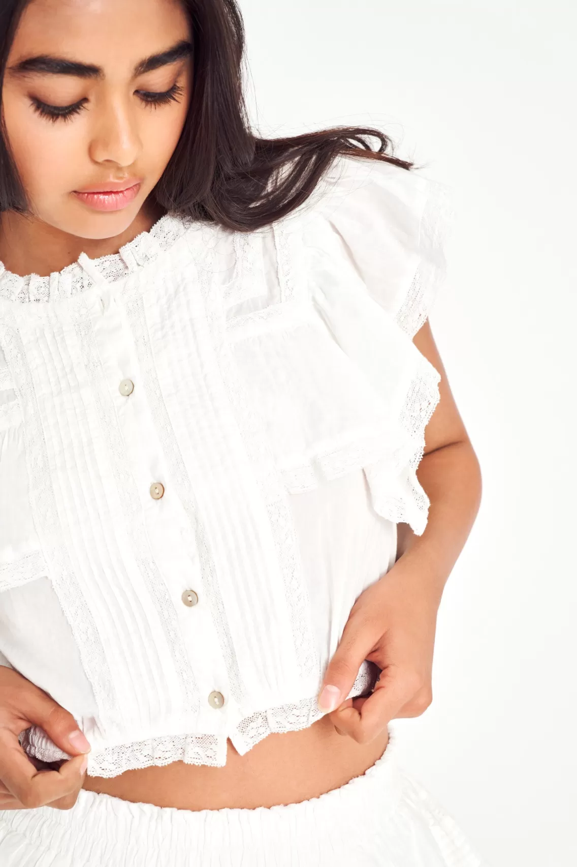 Tops | White Edit-LoveShackFancy Nora Heritage Top ANTIQUE WHITE
