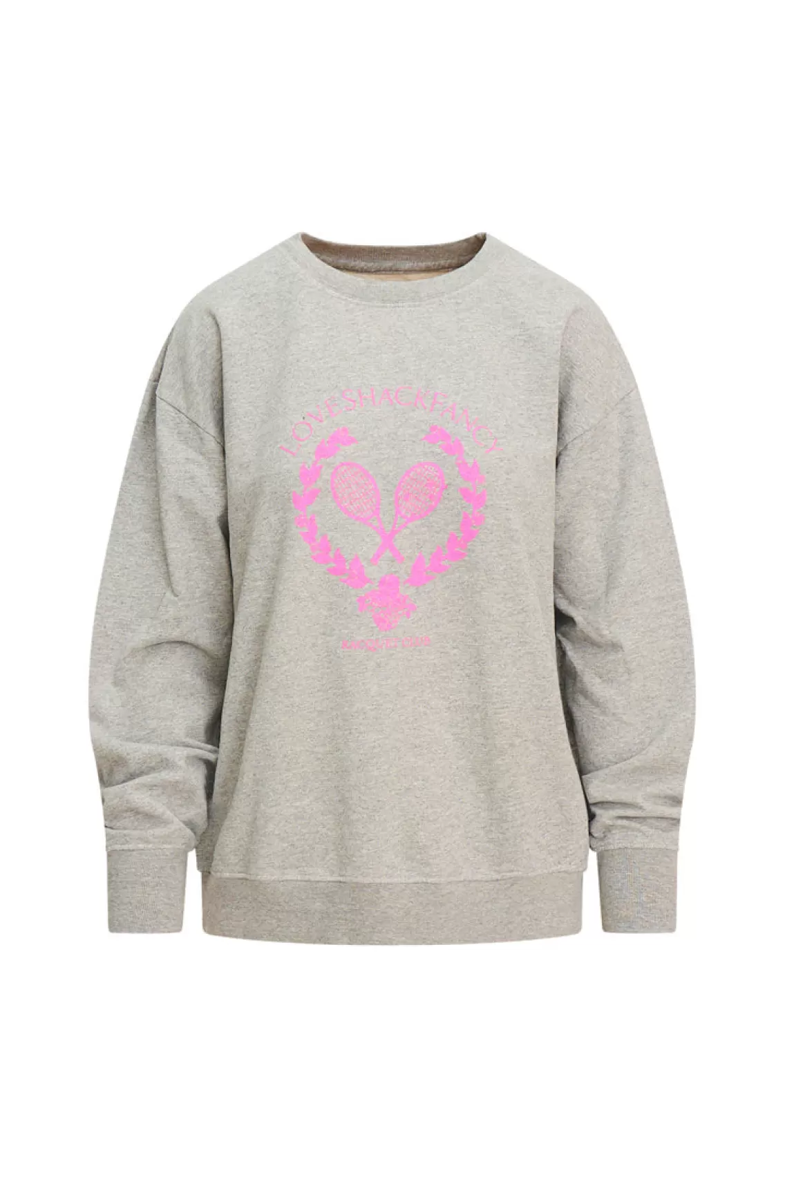 Active | Tees & Fleece-LoveShackFancy Palo Racquet Club Fleece Pullover MD.HTR GRAY/AURORA PINK