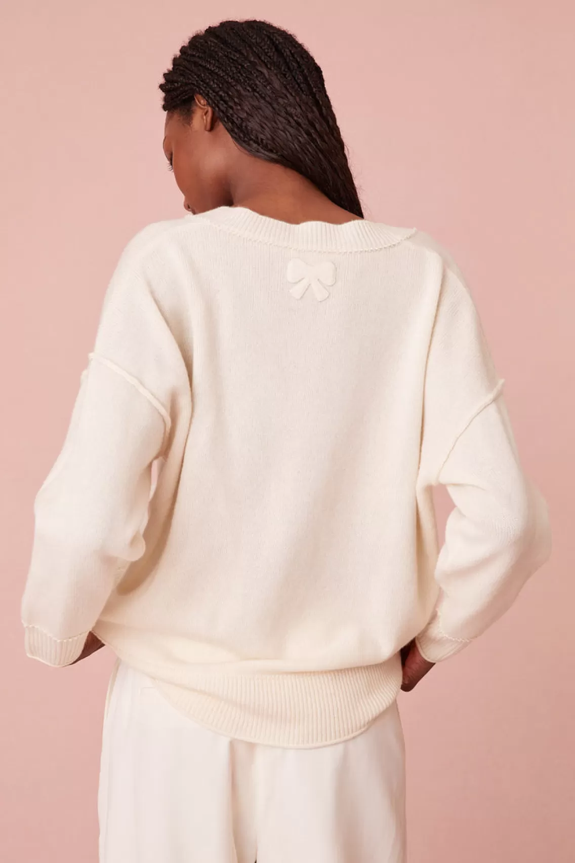 Sweaters | White Edit-LoveShackFancy Perrine Cashmere V-Neck Pullover CREAM