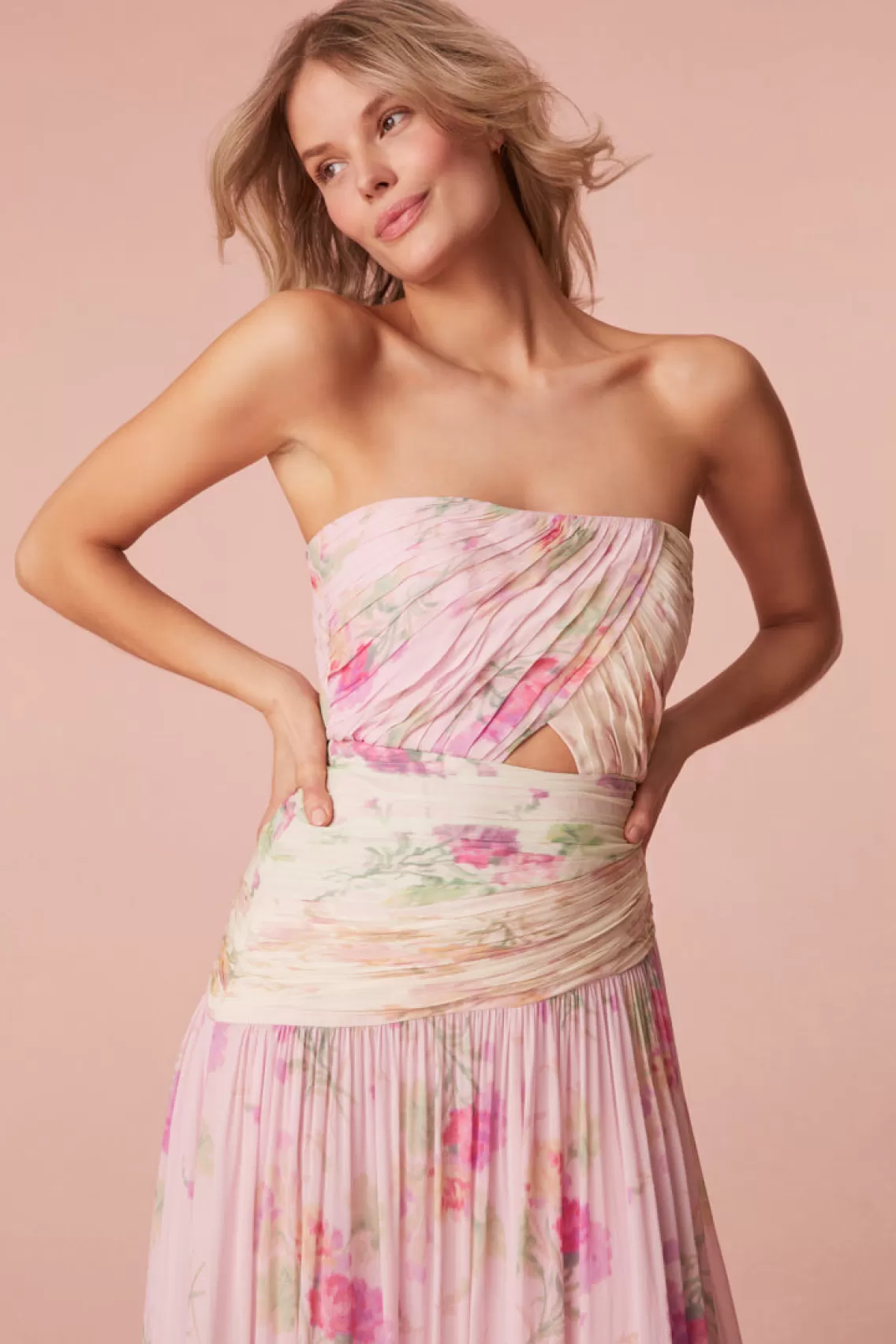 Dresses | Warm Weather Edit-LoveShackFancy Pintil Strapless Floral Gown GARDEN SUNSET