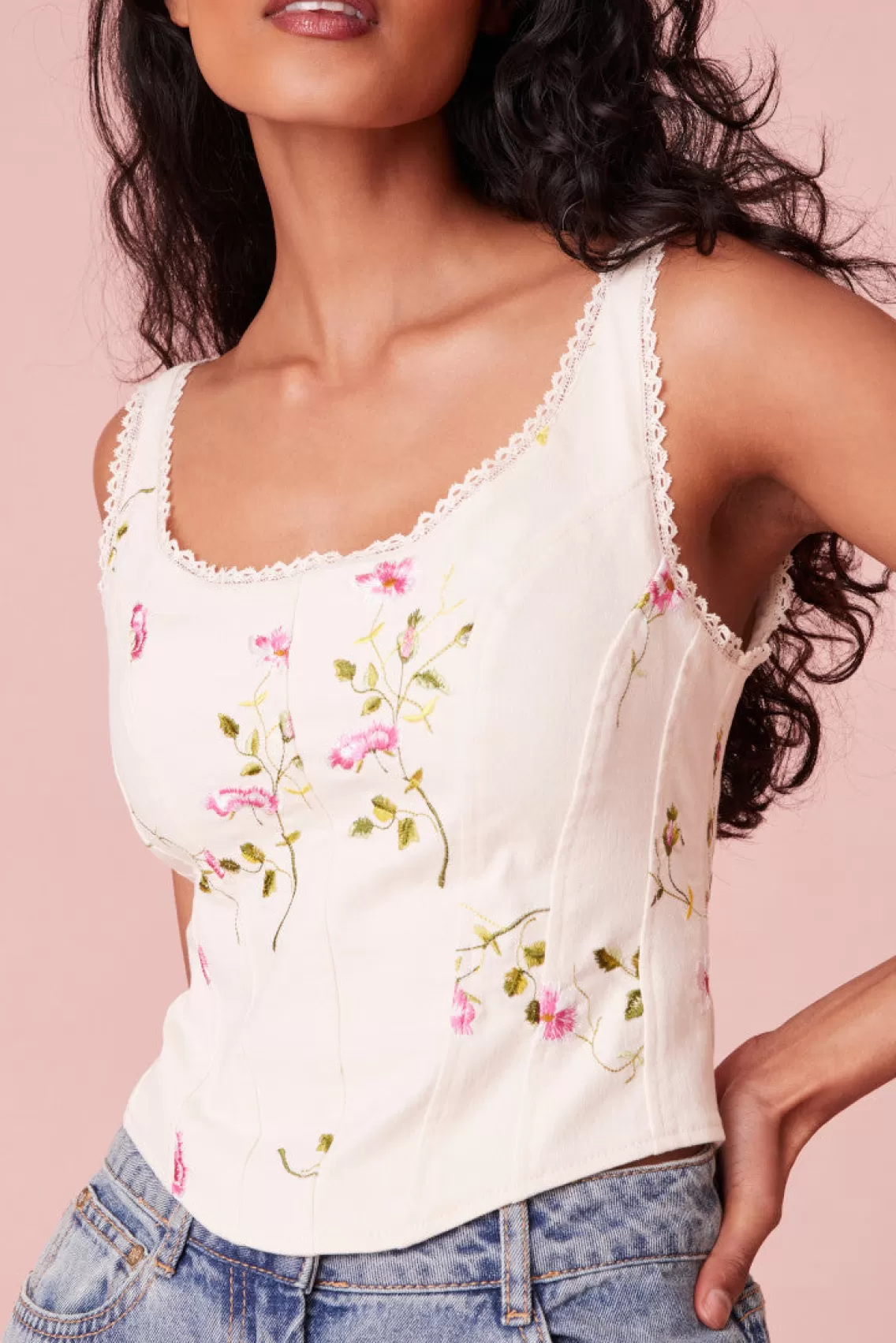 Tops | White Edit-LoveShackFancy Rhapsody Floral Bustier ANTIQUE WHITE