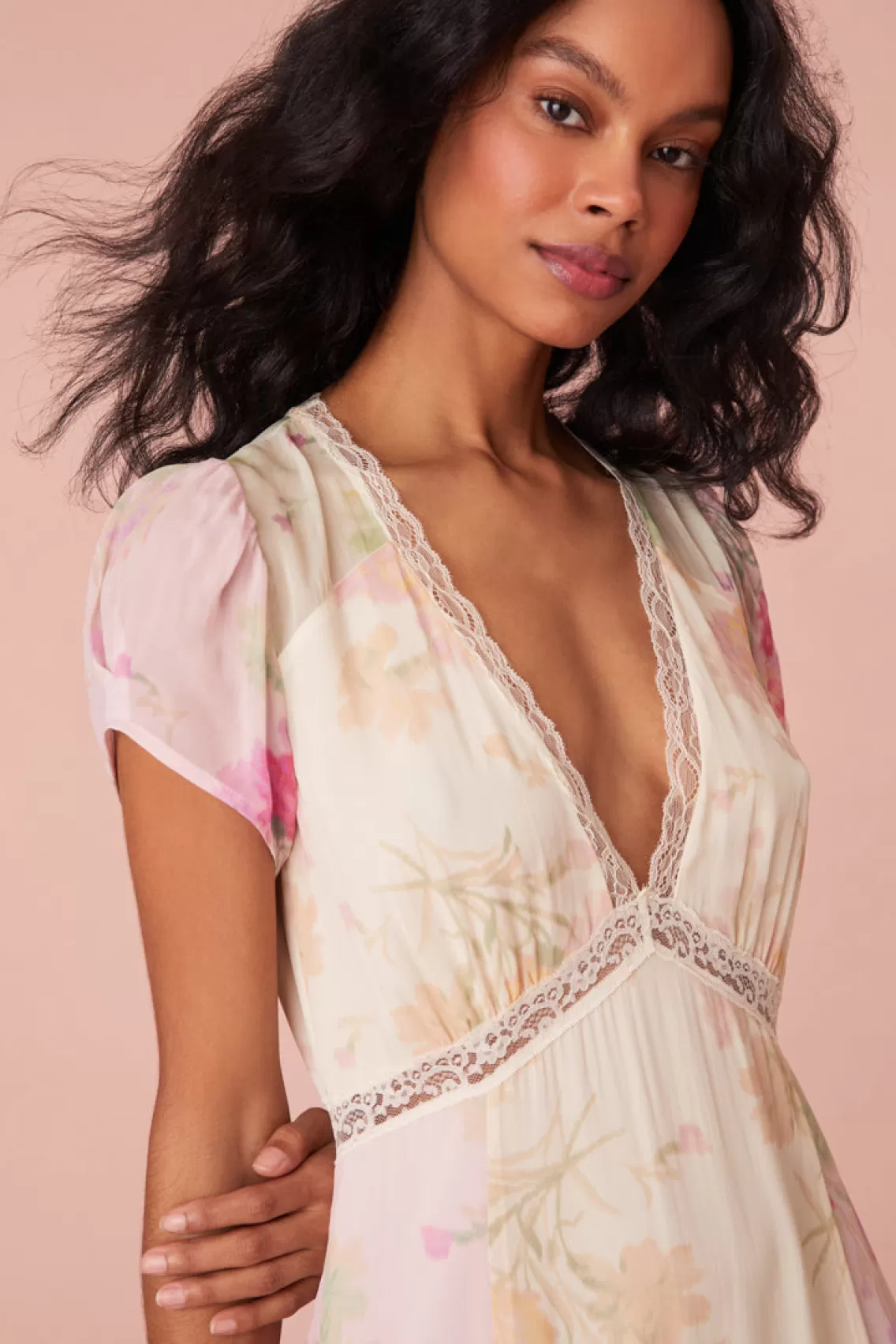 Dresses | Warm Weather Edit-LoveShackFancy Roupell V-Neck Chiffon Maxi Dress GARDEN SUNSET