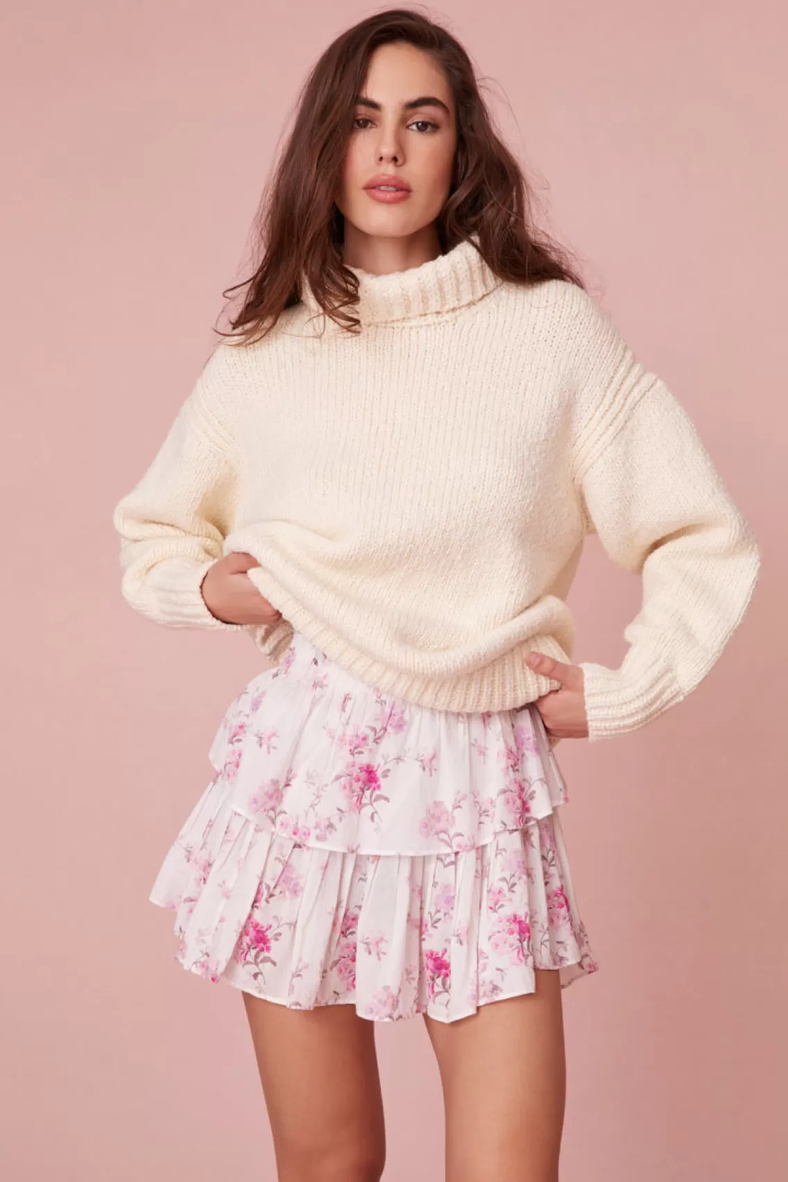 Mommy & Me | Skirts-LoveShackFancy Ruffle Mini Floral Pink Skirt WARM PINK CLOUD