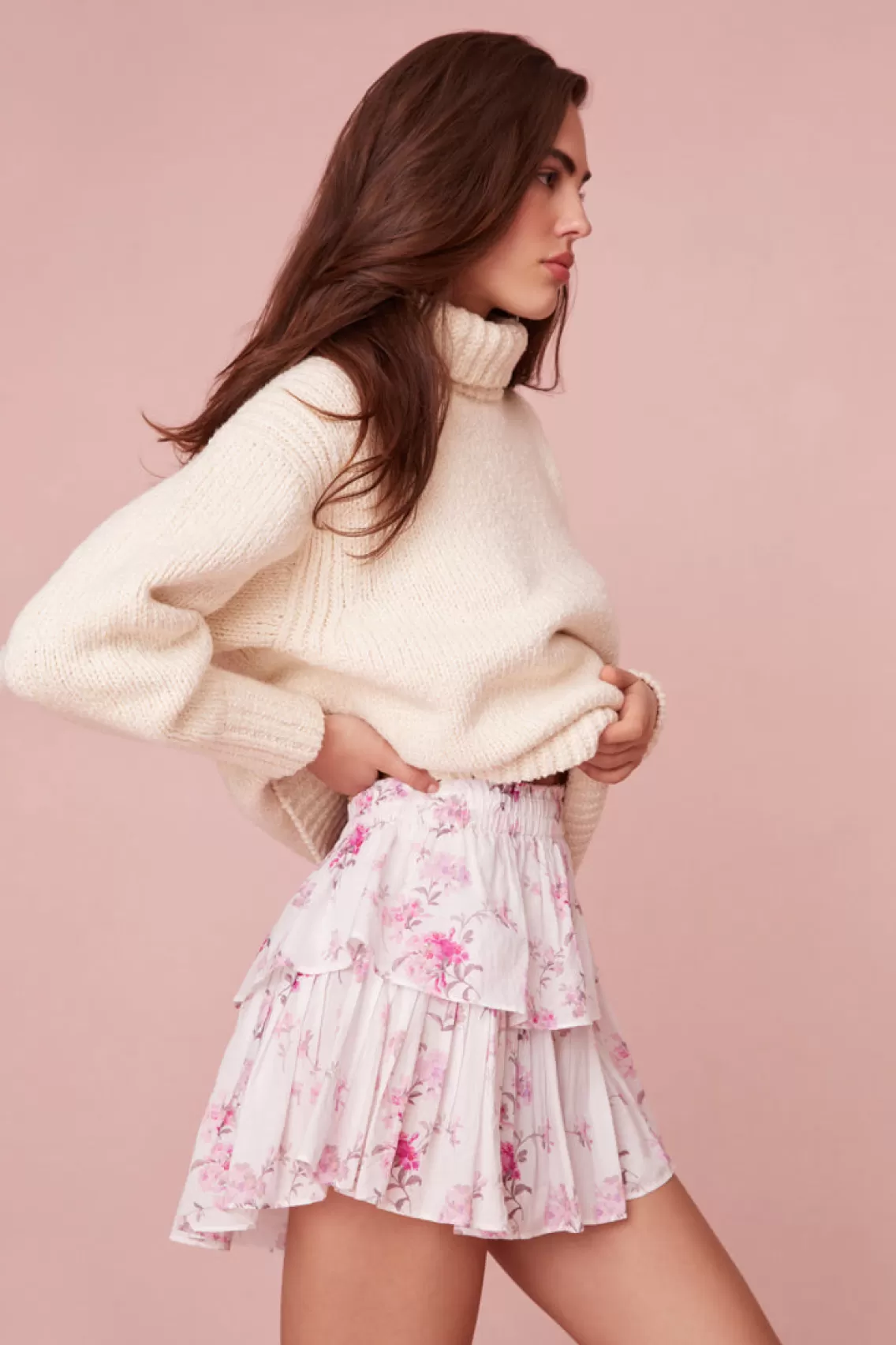 Mommy & Me | Skirts-LoveShackFancy Ruffle Mini Floral Pink Skirt WARM PINK CLOUD