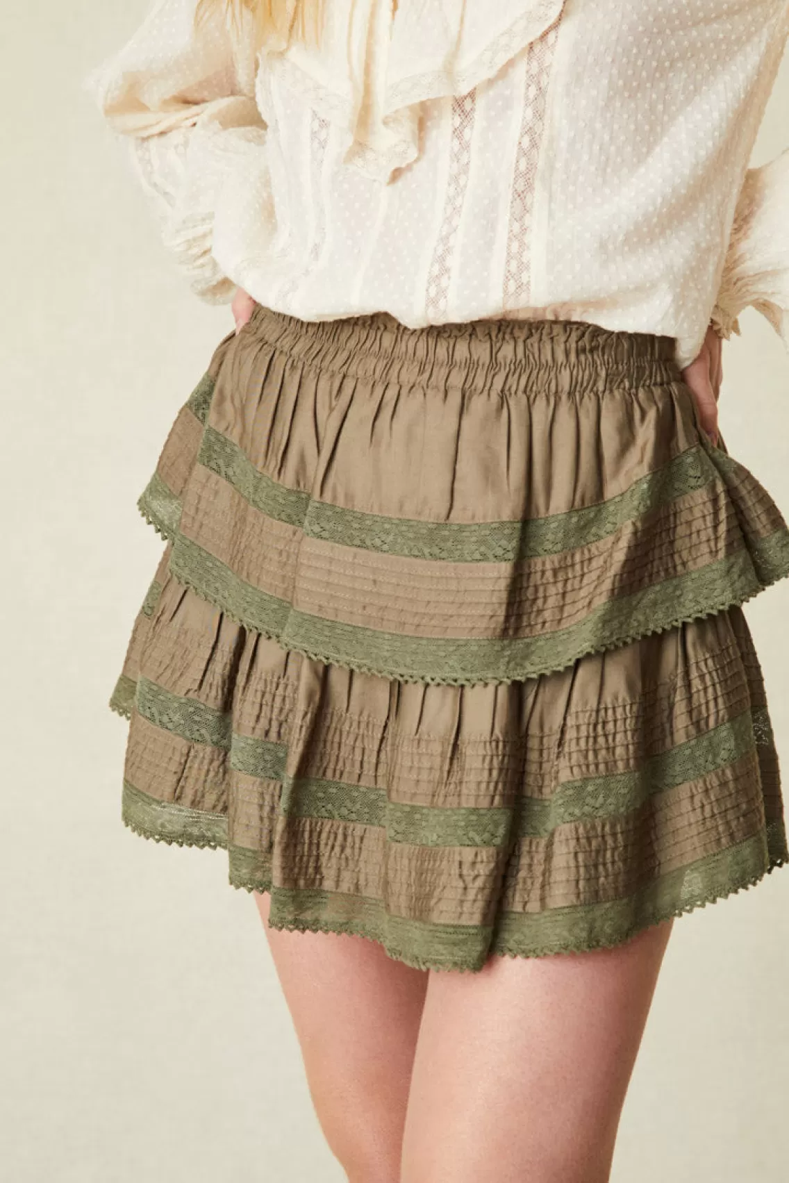 Heritage Collection-LoveShackFancy Ruffle Mini Skirt FOREST OAK