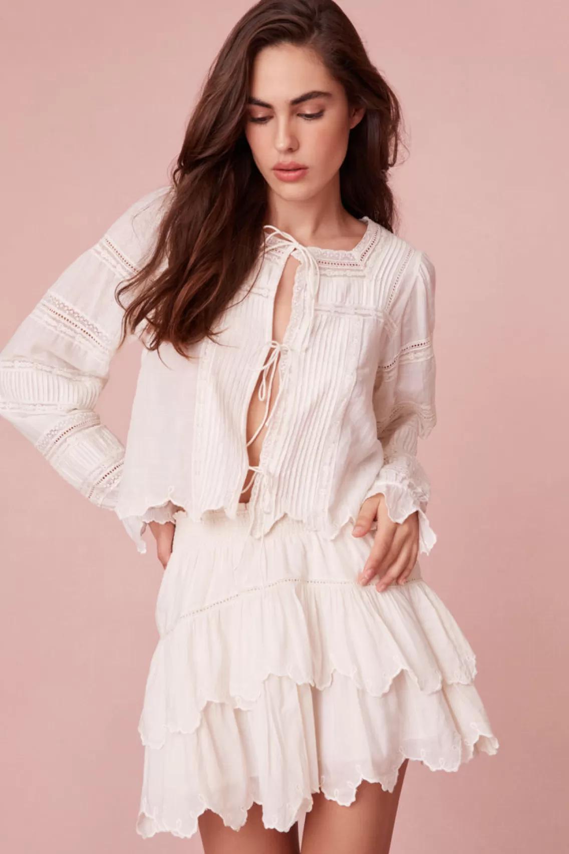 Tops | White Edit-LoveShackFancy Sanra Embroidered Blouse OPTIC WHITE