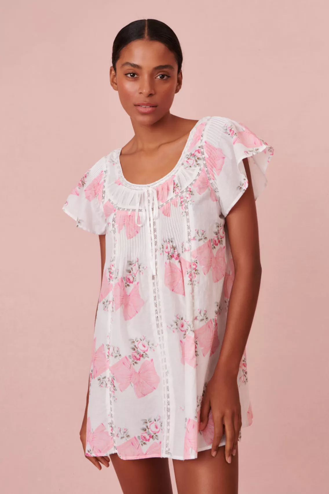 Sleep & Intimates | Pink Edit-LoveShackFancy Sashi Flutter Sleeve Nightgown PINK MINT