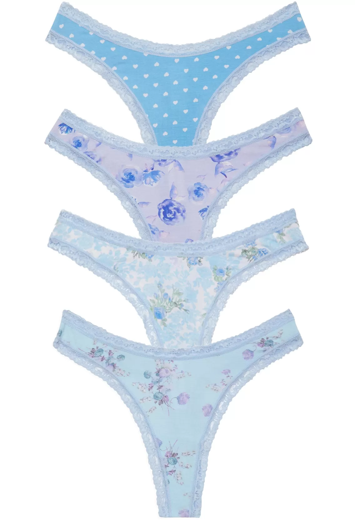 Sleep & Intimates-LoveShackFancy 4 Pack Thong Box SOFT BLUE RIBBON