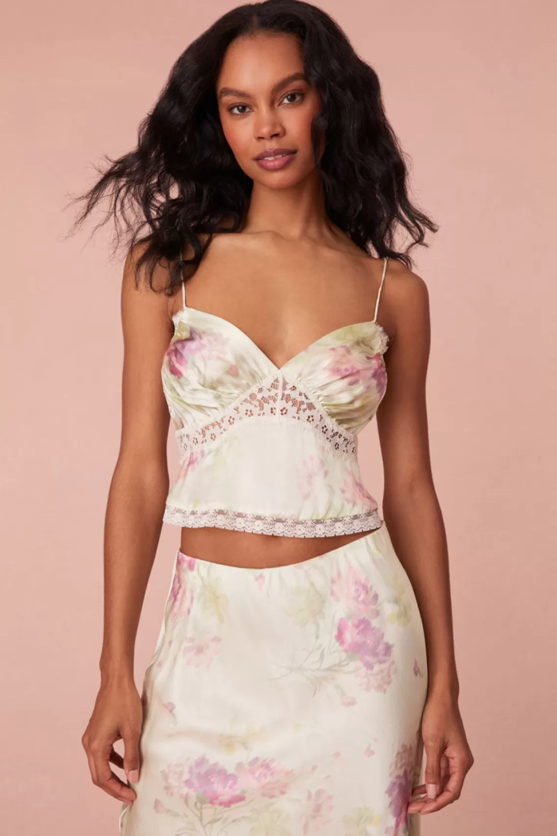 Tops | Warm Weather Edit-LoveShackFancy Spritely Floral Lace Cami PEACHY SAGE