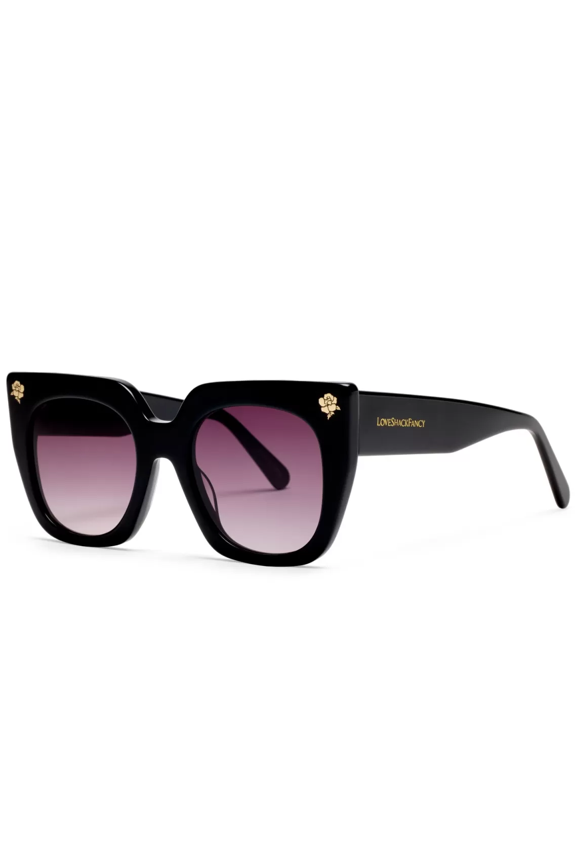 Sunglasses | Warm Weather Edit-LoveShackFancy Triana Square Sunglasses SOFT BLACK