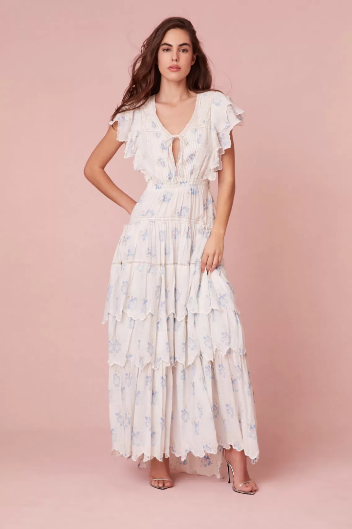 Mommy & Me | Dresses-LoveShackFancy Valina Flutter Sleeve Maxi Dress ALPINE FROST