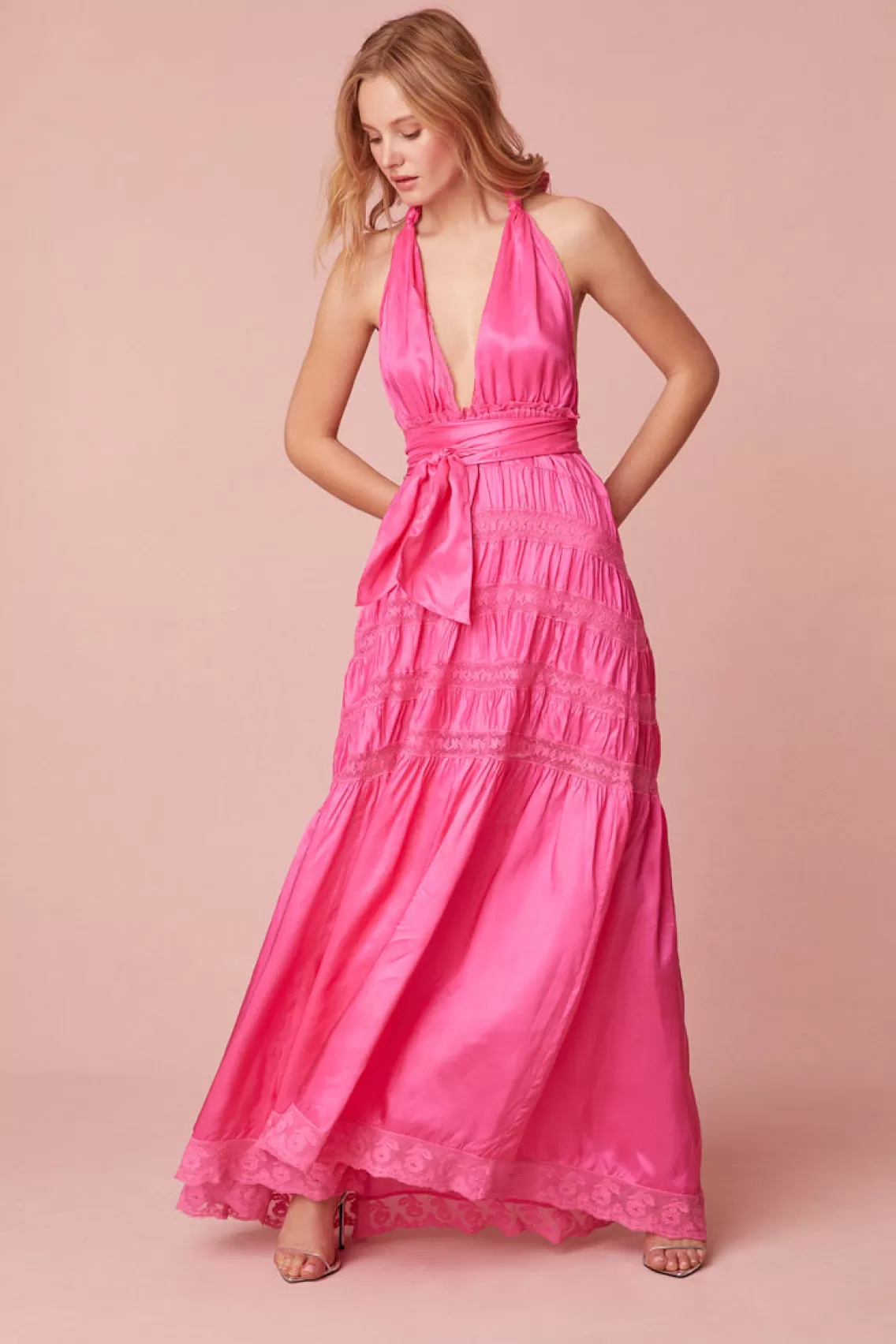 Dresses | Warm Weather Edit-LoveShackFancy Vendima Halter Maxi Dress FUSCHIA GLOW